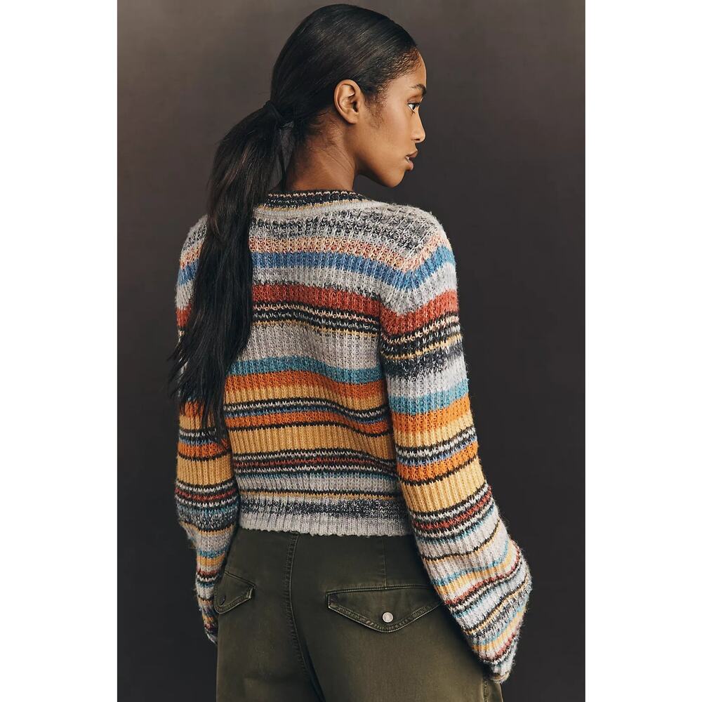 Pilcro Anthropologie Ribbed Multi Stripe Cardigan Sweater NWT - Picture 2 of 6